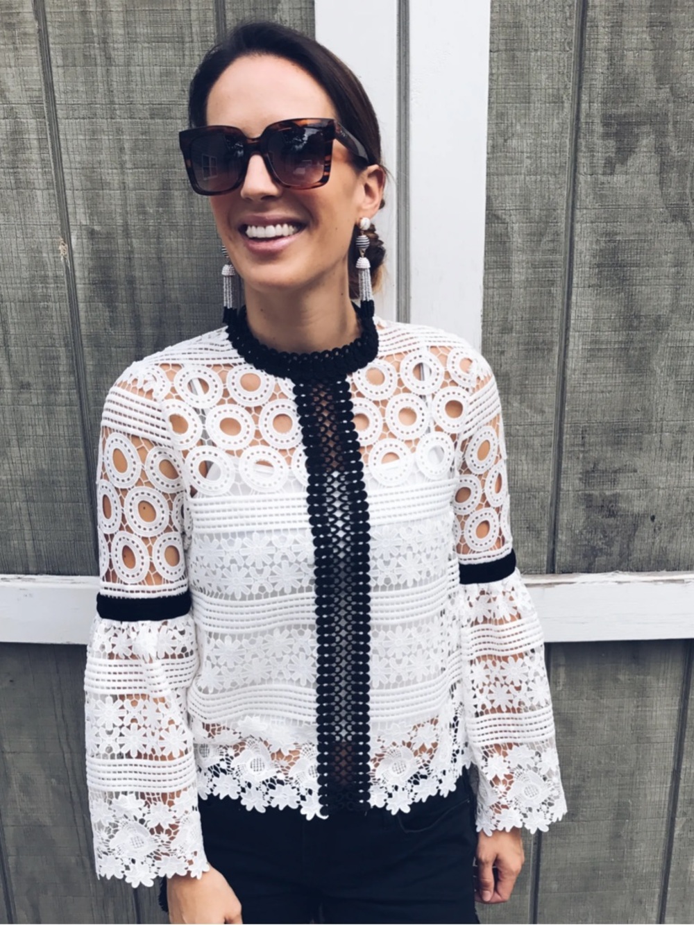 Chicwish Crochet Top with Bell Sleeves